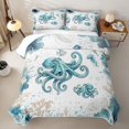 thumbnail image 2 of Manfei Marine Octopus Bed Spread Queen,Cute Ocean Animal Queen Coverlet Set,Green White,3 Pieces, 2 of 7