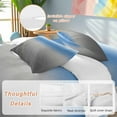 thumbnail image 2 of Blue Grey Duvet Cover Set Full Size, Stripe Gradient 4 Piece Soft Microfiber Bedding Set with 1 Duvet Cover, 1 Flat Sheet, 2 Pillowcases, 2 of 9