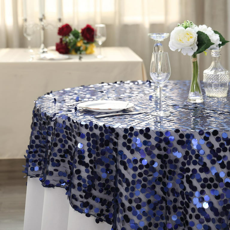 BalsaCircle 72 x 72 Navy Blue Square Big Payette Sequin Table Overlay  Linens Tablecloth Kitchen 
