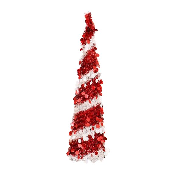 Vikakiooze Christmas Tree 4.9 Feet Christmas Collapsible Artificial Tree, Small Thin And Rainbow Sequin For Holiday Party Decorations Indoor Outdoor Christmas Gifts