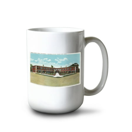 

15 fl oz Ceramic Mug Indio California Exterior View of Hotel Indio in the Coachella Valley Dishwasher & Microwave Safe
