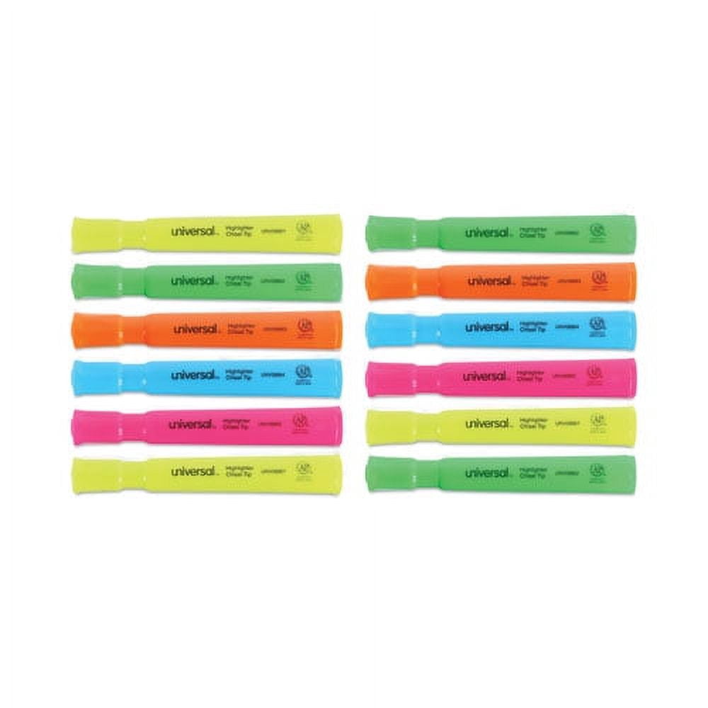 Desk Highlighters, Assorted Ink Colors, Chisel Tip, Assorted Barrel Colors, Dozen | Bundle of 10 Sets