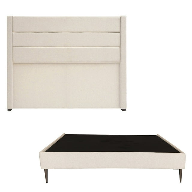Box Base Cama Slim Dicasa Cabecera Lugo Beige Claro Queen Size