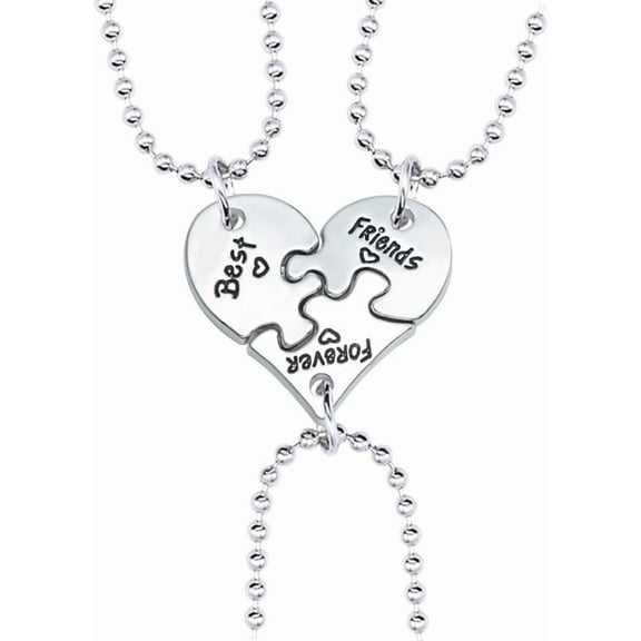 BFF Necklace for 3 Best Friends Necklace for Women Heart Charm Matching Pendant Necklace Set Best Friends Forever Friendship Necklace for Best Friends