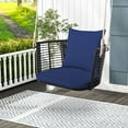 thumbnail image 6 of SAZYY Outdoor Metal Porch Swing, Single Person Hanging Seat w/Woven Rattan Backrest, 2 Sturdy Hanging Ropes, Seat & Back Cushions Included, Heavy-Duty Swing Chair for Front Porch, Backyard,Blue, 6 of 8