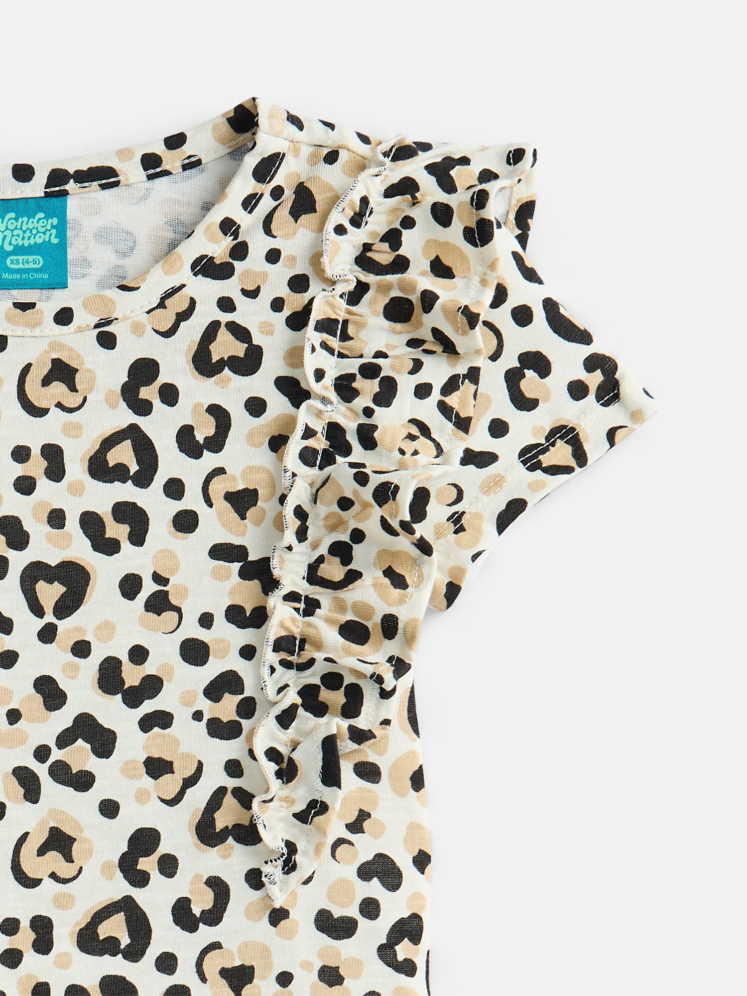Wonder Nation Girls Cotton Top with Ruffle Sleeves, Sizes 4-18 & Plus