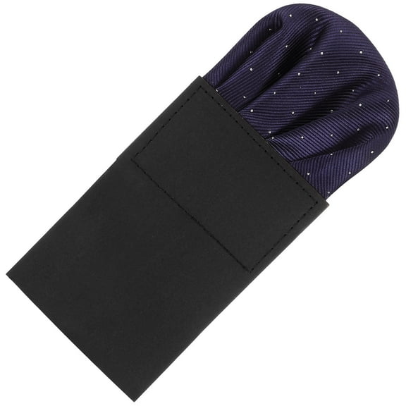 OFFIGAM Black Pre-Folded Pocket Square for Men, Polyester Suit Accessory, Handkerchief for Formal and Business Wear