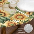 thumbnail image 3 of Sunflower Round Tablecloth, Fitted Table Cover with Elastic for 45"-54" Round Tables, Gnomes Butterfly Leaf Butterfly Pastoral Table Cloth Outdoor Indoor Dinning Party Waterproof Tablecloths, 3 of 7
