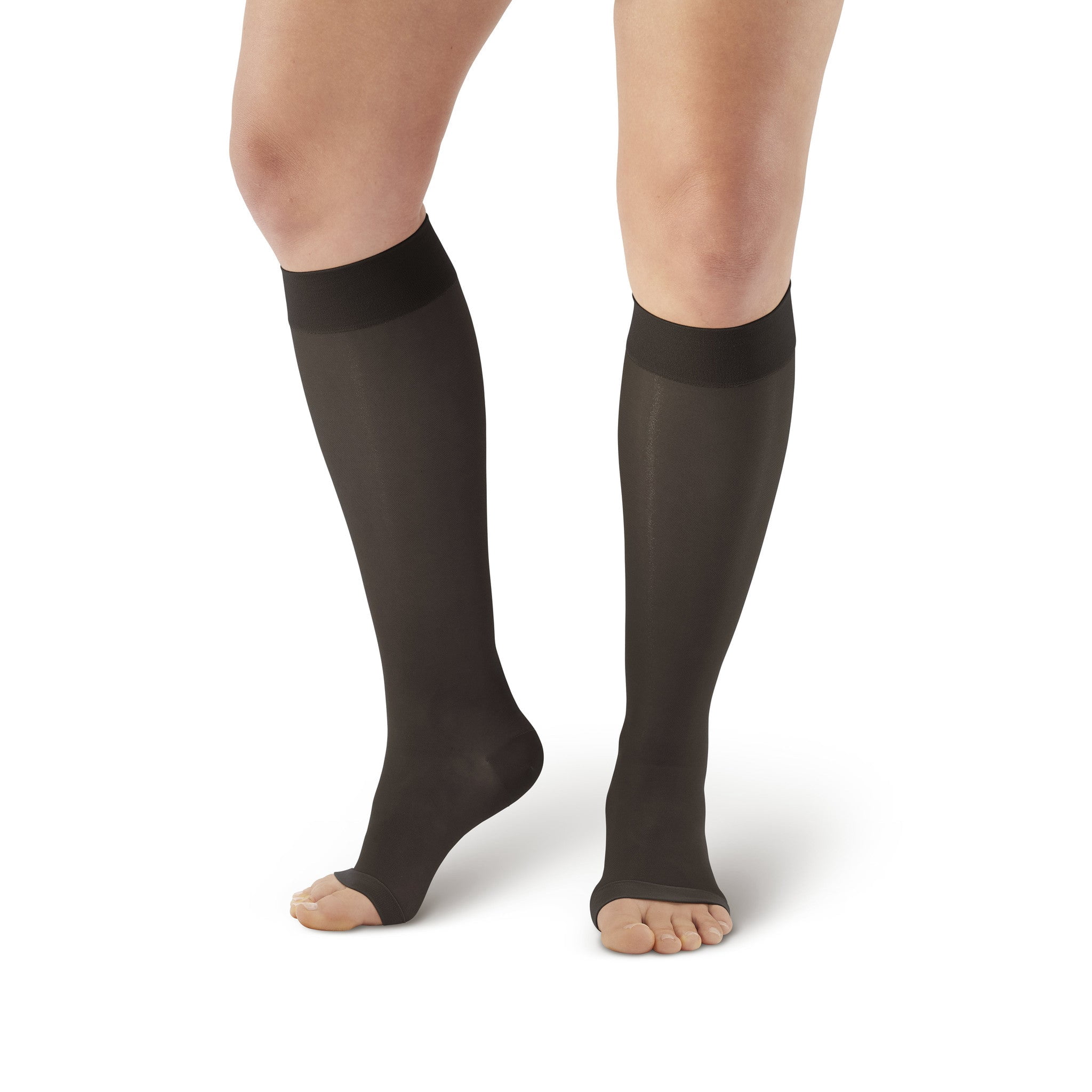 Ames Walker AW Style 44 Sheer Support 20-30 mmHg Firm Compression Open Toe Knee High Stockings Nude Xlarge Wide
