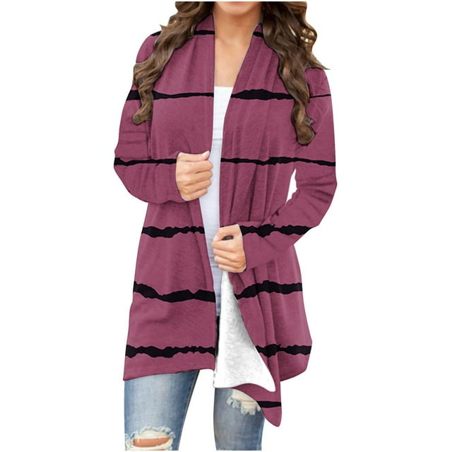 PENGXIANG Cardigan pour Femmes Manches Longues devant Ouvert Cardigan Léger Décontracté Veste d'Automne Vêtements