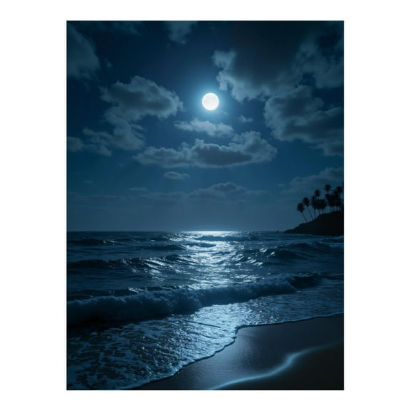 Diamond Art Kits for Adults - Moonlit Ocean Night Sky Beach 5d Diamond Painting for Adults, Diamond Art for Adults Beginners, Frameless Diamond Painting Kits for Adults for Home Wall Decor