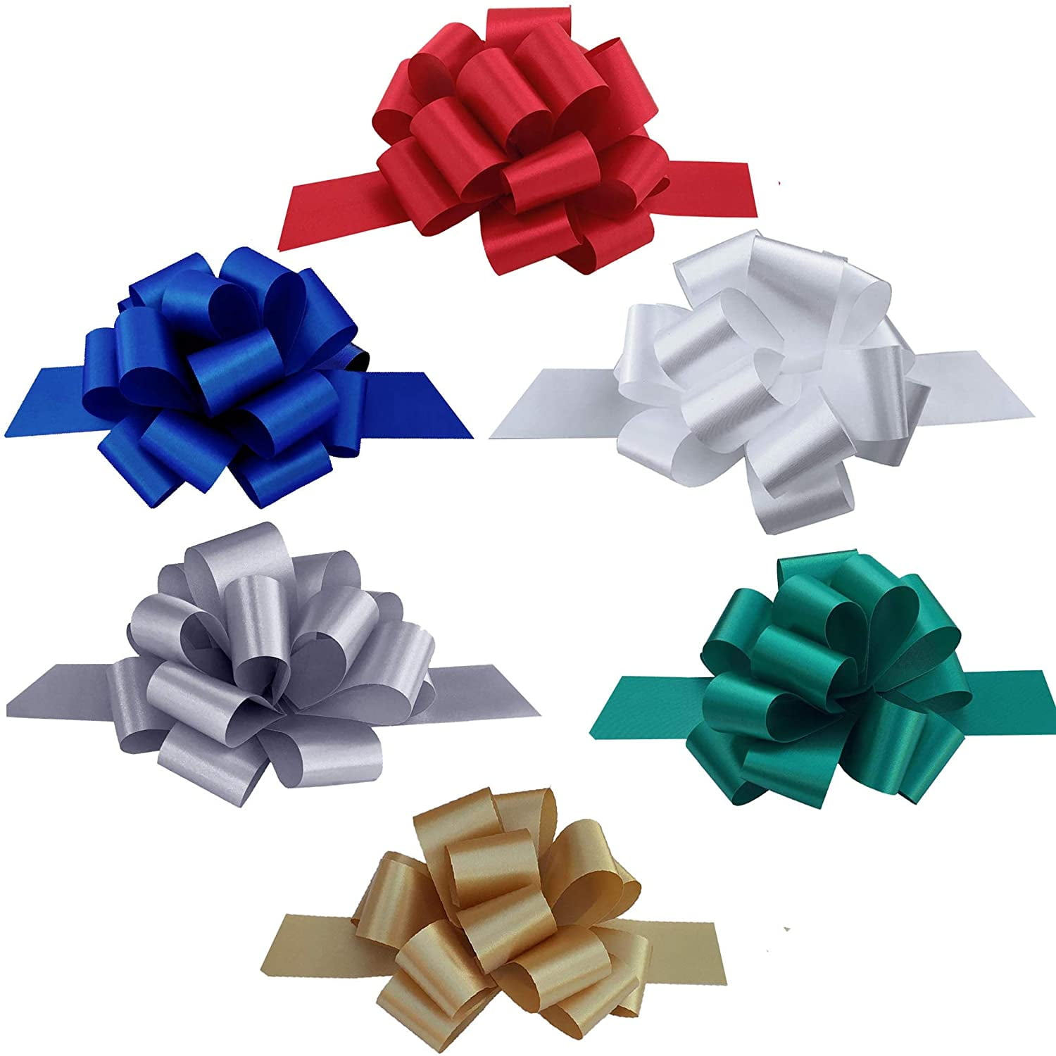 Blue,White & Silver 18pack Large Confetti Bows Xmas Gift Wrap Ribbon Bow Set 