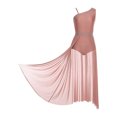 thumbnail image 3 of Kaerm Robe de Danse Lyrique pour Femmes Paillettes Strass à une Épaule Tenue de Ballet Moderne Rose Poudré TTG, 3 of 7