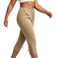 thumbnail image 6 of LEAVINGSUO Capris Pants for Women With Drawstring Women's Plus Size Solid Color Cropped Trousers With Pockets Khaki XXXL, 6 of 7