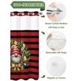 thumbnail image 5 of Christmas Santa Dwarf Wreath No Hooks Shower Curtain with Snap in Fabric Liner Set, Classic Red Black Stripes Shower Curtains Waterproof Bathroom Curtain with See Through Top Window, 72x72 Inch, 5 of 6