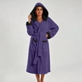 thumbnail image 3 of qolati Soft Robe for Women Warm Long Sleeve Plush Warm Winter Housecoat Spa Towel After Shower Lightweight Fluffy Long Hooded Bathrobe with Pockets, 3 of 6