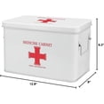 thumbnail image 2 of First Aid Box Organizer Empty 13" White Vintage First Aid Kit Tin Metal Medical Box - First Aid Storage Box Container Bins with Dividers, Removable Tray and Red Cross Logo, 2 of 9