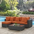 thumbnail image 2 of Modern Contemporary Urban Design Outdoor Patio Balcony Five PCS Sectional Sofa Set, Orange, Rattan, 2 of 6