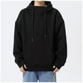 thumbnail image 1 of Sudadera con capucha para hombre, sudadera con cuello alto medio, sudadera con capucha de color liso, blusa con capucha para hombre, 1 of 5