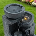 thumbnail image 6 of 29'' Terrazzo Style LED Outdoor Indoor Water Fountain with Cascading Bowls & Stacked Stones – 4-Tier Ideal Waterfalls for Gardens,Patios to Create a Serene Retreat in Outdoor Living Areas,Black, 6 of 8