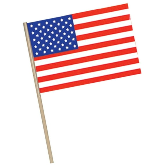 Beistle American Flag Plastic with 7.5'' wooden dowel (Case of 144)