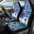 thumbnail image 2 of Pzuqiu Blue Bohemian Flower Seat Covers Full Set Easy to Install Front and Rear Split Bench Seat Covers Polyester Automotive Vehicle Cushion Car Interiors Fit for Most Sedans Truck Vans, 2 of 7