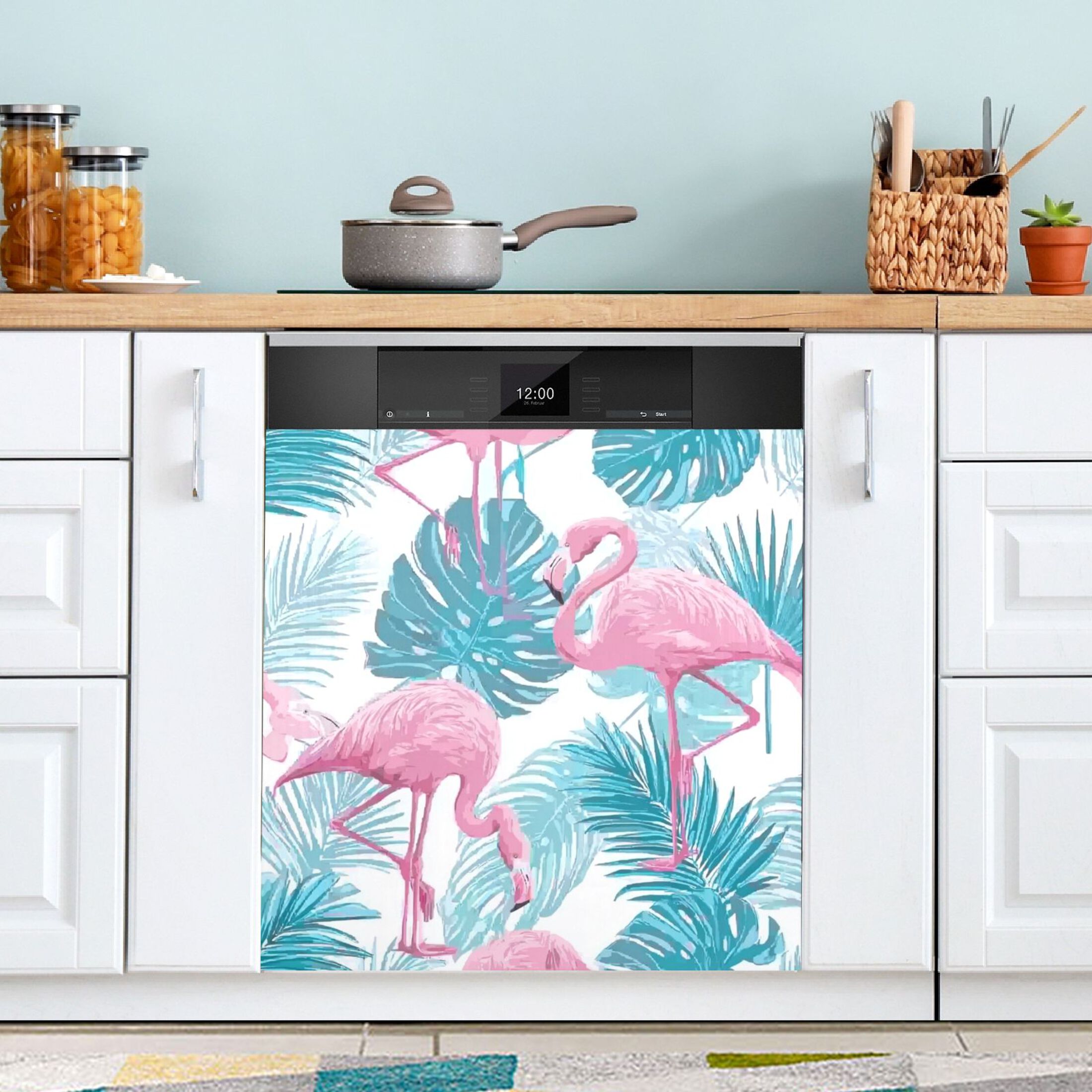 IAUYY Magnetic Decorative -23x26 Inch,Removable DIY Art for Dishwasher Refrigerator and Other Metal Surfaces,Cool Blue and Tropical Green