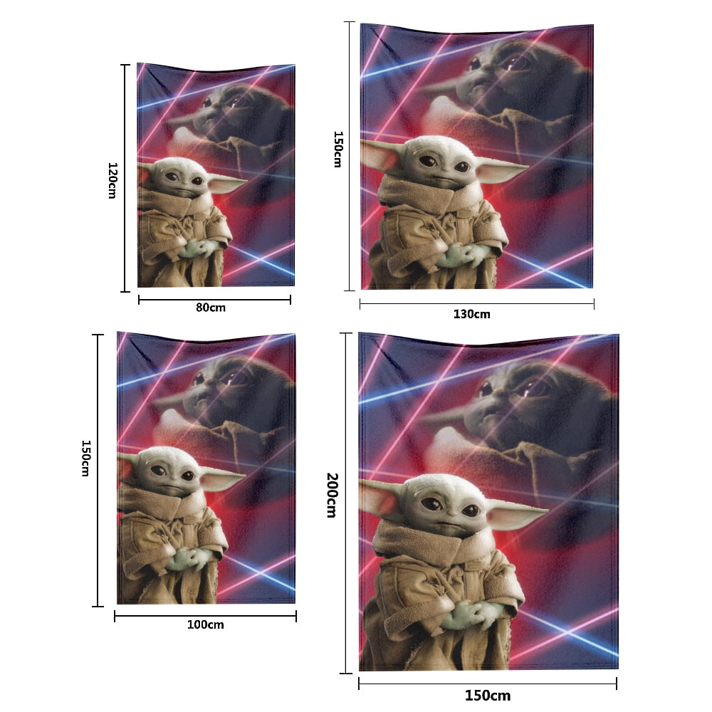 Baby Yoda Cartoon Printed Blanket Flannel Warmth Soft Plush Sofa Bed