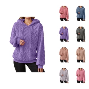 Chandails pour femmes 2025 manches longues Drop Epaule doublée Chandail à capuche Chandails à capuchon Femmes Pullover