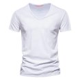 thumbnail image 2 of RongHuan Men's T-Shirts Casual V Neck Short Sleeve Tshirt Top Muscle Shirts Summer Solid Color Tee Undershirt, 2 of 6