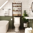 thumbnail image 4 of Over The Toilet Storage Rack, 4 Tier Bathroom Organizer Over Toilet, Freestanding Space Saver Toilet Stand with 2 Hooks, Bathroom Storage Shelf, Easy to Assemble, White TSBW0401, 4 of 10