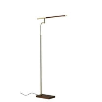 HomeStock Artisanal Artistry Floor Lamp - 24" L x 24" W x 62" H, Walnut Wood Finish with Antique Brass Accents, 3-Way Touch Switch, 50,000 Hour LED
