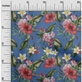thumbnail image 1 of oneOone Cotton Poplin Twill Grayish Blue Fabric Floral & Leaves Tropical Sewing Craft Projects Fabric Prints By Yard 56 Inch Wide, 1 of 2