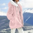 thumbnail image 2 of Qwertyu Women Fuzzy Fleece Jackets Winter Casual Oversized Fluffy Casual Coats Cardigan Warm Outerwear with Pockets Pink 3XL, 2 of 6