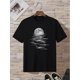 thumbnail image 4 of Vibrant Moon Print Crew Neck Short Sleeve T-Shirt - Men's Stylish Casual Tee for Spring and Summer - Trendy Streetwear Fashion with Versatile Design, 4 of 5