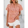 thumbnail image 7 of PRETTYGARDEN Boho Short Sleeve Floral Work Blouses for Women Dressy Casual V Neck Puff Sleeve Loose Chiffon Flowy Tops Shirts, 7 of 7