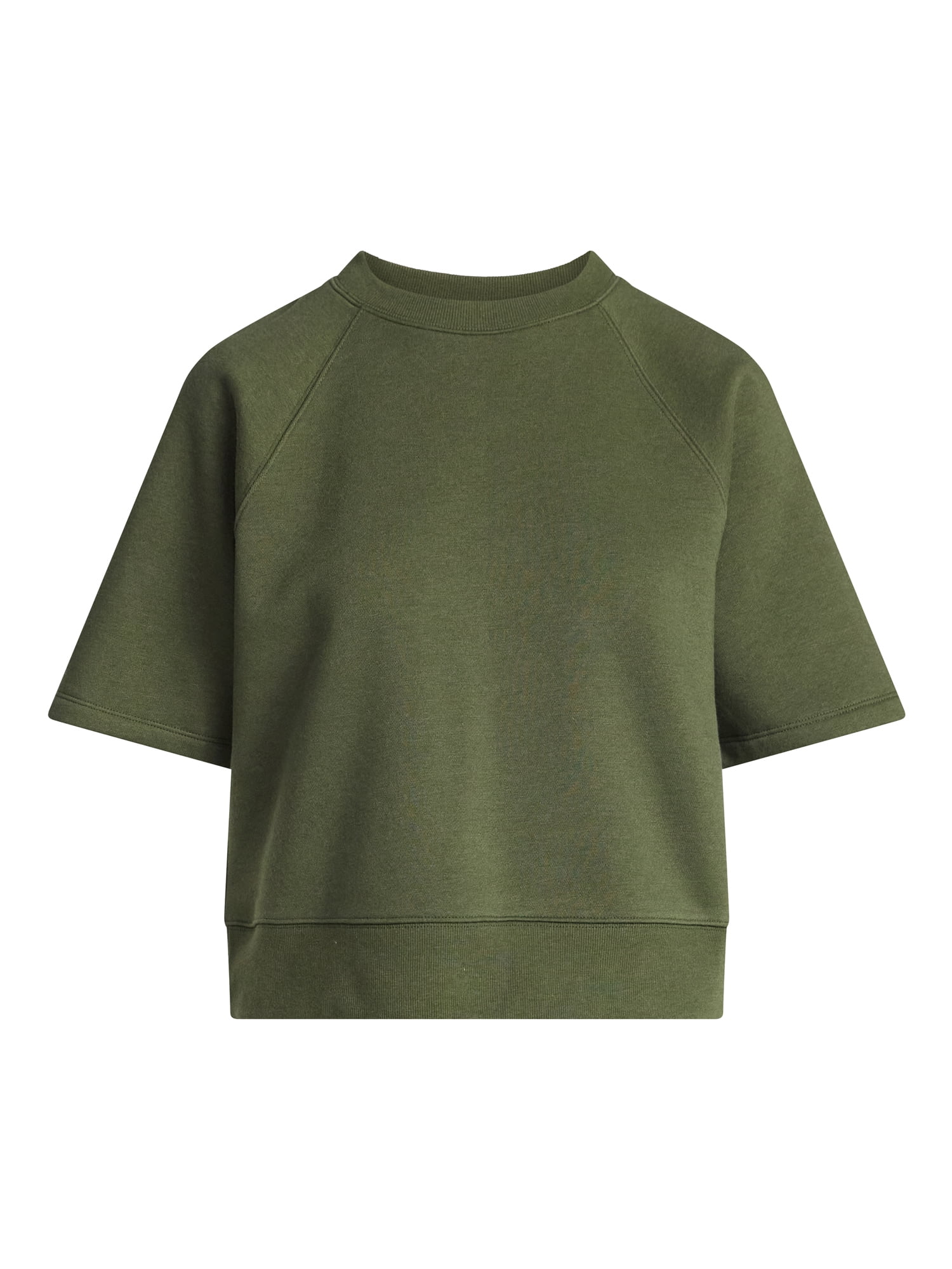 Time and Tru Women's Boxy Sweatshirt with Short Sleeves, Size XS-XXXL