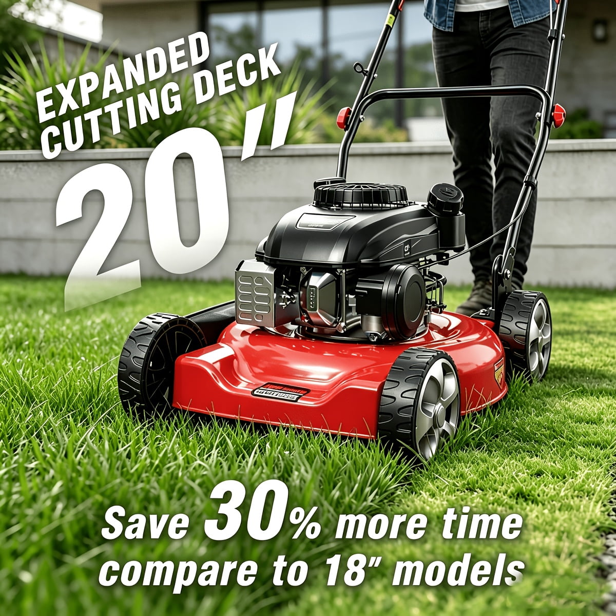 Datingday 20" 144cc 4-Cycle Gas Walk Behind Lawn Mower, 3-Position Cutting Height Adjustment, Lightweight Hand Push Mower for Small Yards <1/4 Acre