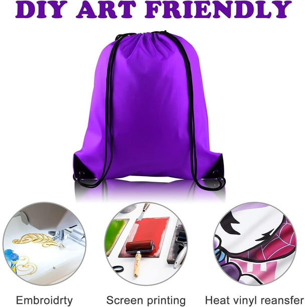 25Pcs Purple Drawstring Backpack Bulk Drawstring Bags String Backpack Cinch Gym Backpack for Gym Sport Traveling