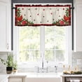 thumbnail image 5 of Christmas Valances for Windows Cardinal Pine Leaf Berry Floral Linen Red Plaid Rod Pocket Curtain Valance Window Treatment Short Curtains for Kitchen Living Room, 60"x14", 5 of 5