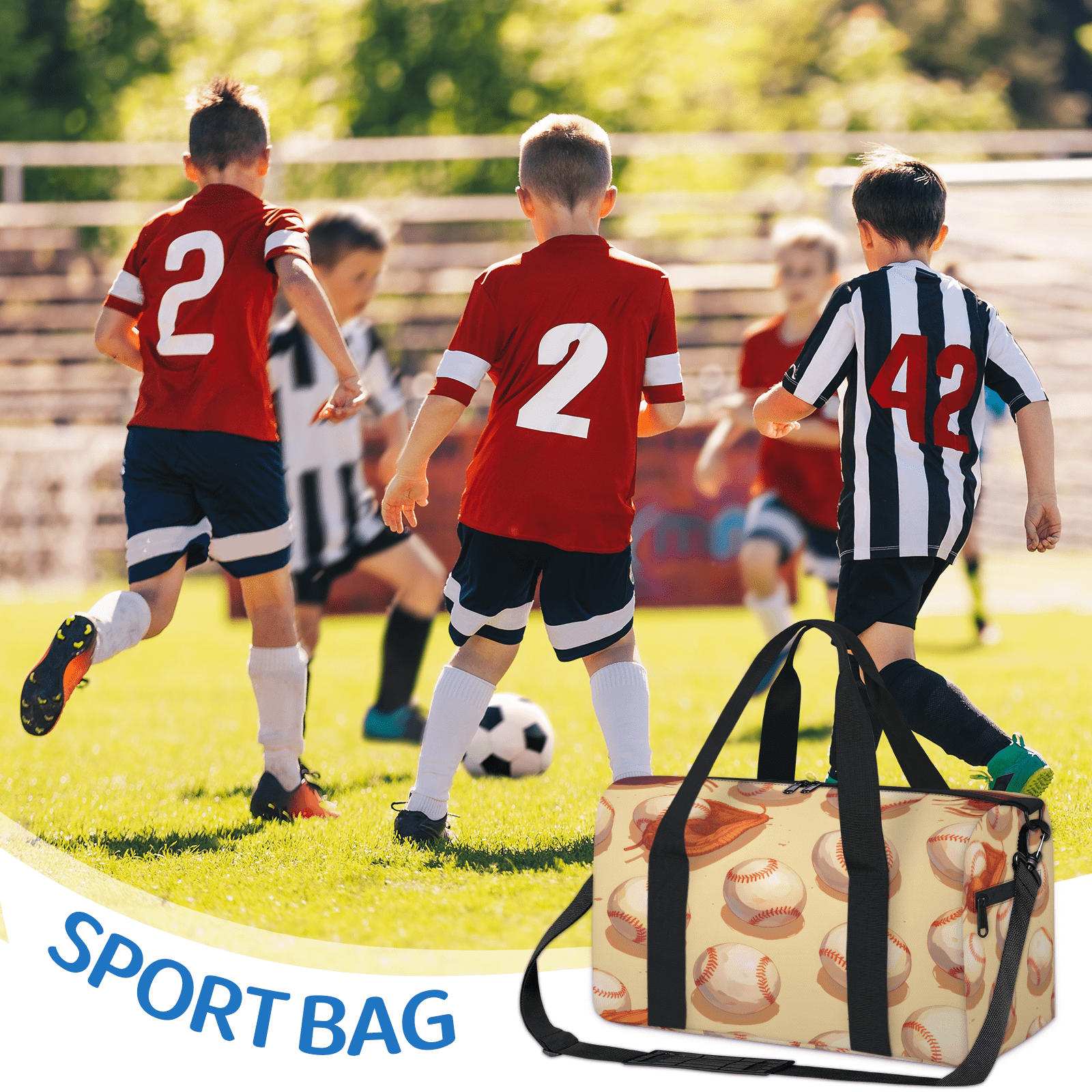 Herdesigns Baseball Gym Bag for Women, Duffle Bag for Travel Sport, Ball Game Lightweight Waterproof Carry on Weekender Dance Yoga Workout Bags