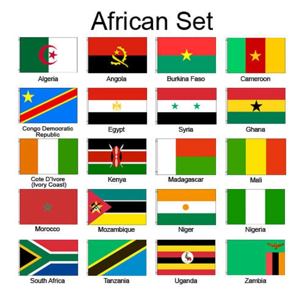 African Africa 2x3 Flag Set Of 20 Country Countries Polyester Flags