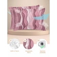 thumbnail image 2 of Pink Ombre Pillow Cases King Size Set of 2, Smooth Satin Pillowcase for Hair and Skin, Abstract Art Moire Ocean Waves Decorative Cooling Bed Pillow Covers with Zipper, 20x36 Inches, 2 of 5