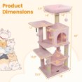 thumbnail image 3 of Costway 44" Tall Multi-level Cat Tree with Cushion Top Perch, 2-Entrance Large Cat Condo Pink, 3 of 10