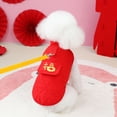 thumbnail image 6 of Guiexla Pet Vest Eye-catching Festive Red Dog Coat Button Design Dog Winter Clothing with Traction Ring Pet Supplies, 6 of 7