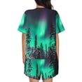 thumbnail image 6 of Daiia Northern Lights 2 Pattern Womens Pajama Sets Short Sleeve Pajamas for Women Sets Soft Lounge Sets Casual Round Neck Sleepwear PJS-3X-Large, 6 of 7