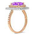 thumbnail image 2 of 2.62 ct Emerald Cut Natural Amethyst with Simulated Diamond Halo Accents 14K Rose/White Gold Womens Engagement Ring, 2 of 6