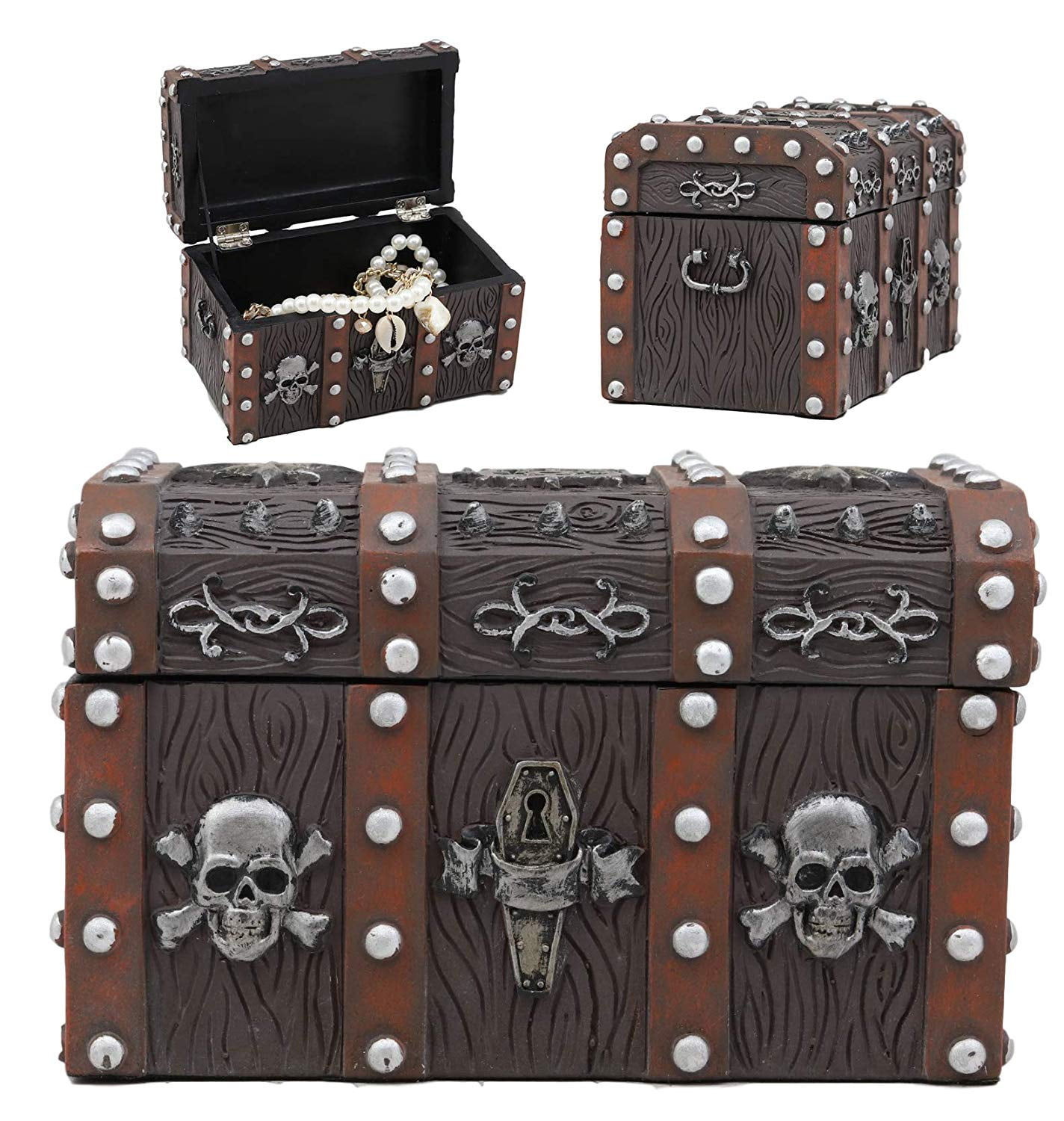 Large Nautical Plasic Colorful Pirate Treasure Chest Box Halloween Decor Toy