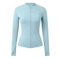 thumbnail image 4 of Ediodpoh Women's Slim Fit Full Zip Athletic Running Sports Workout Jacket with Pockets Winter Jackets for Women Light Blue L, 4 of 5