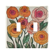 Yayeee Toggle Light Switch Wall Plate 2-Gang 4.56"x4.48" Decorative Outlet Cover, Hand Drawn Floral